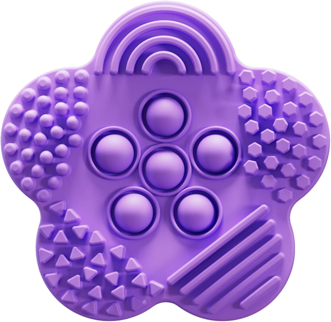 1pcs Function Pop（2-in-1） Fidget Toys Sensory Stone for Kids， Textured Soft Worry Stone for Autism Kids Calming - Fidget Stress Toys for Students Anxiety Relief - Small Prizes Fidget Toys Purple