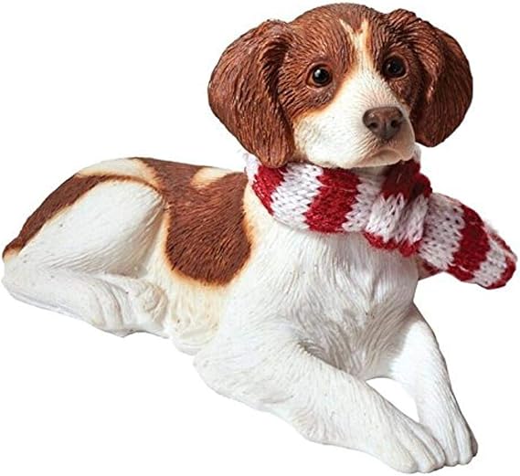 Sandicast XSO02001 Orange Brittany with Red & White Scarf Christmas Ornament