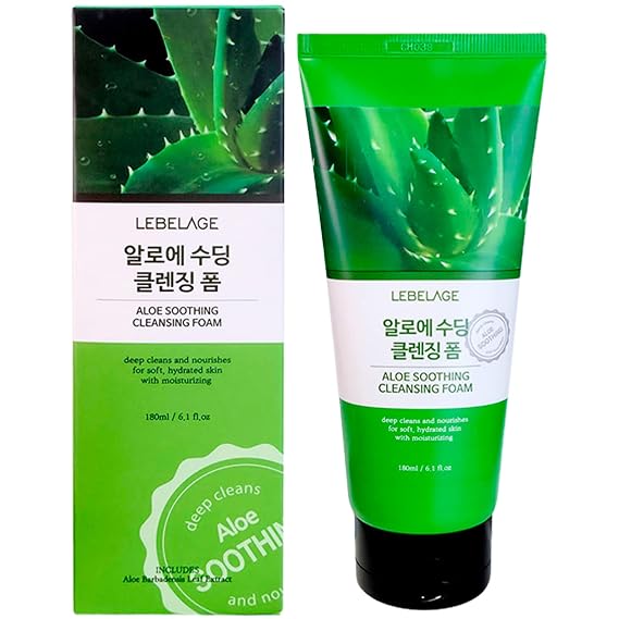 LEBELAGE Aloe Soothing Cleansing Foam 180ml - Moisturizing and Gentle Cleanser