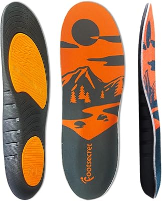 New FOOTSECRET Work Boot Comfort Insoles, Extra Shock Absorption and Anti Fatigue for Long time Standing or Walking, Neutarl Arch M: Man Size, Orange