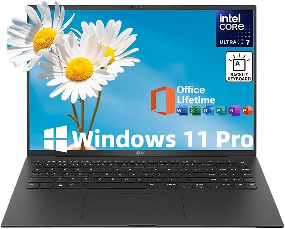 LG Gram Laptop, 17.3'' WQXGA Touchscreen, Ultra-Light Business Laptop, Intel Ultra 7 Series 2, Copilot+ PC, Intel Arc Graphics, Wi-Fi 7, Windows 11 Pro, Office Lifetime (32GB RAM | 1TB SSD)
