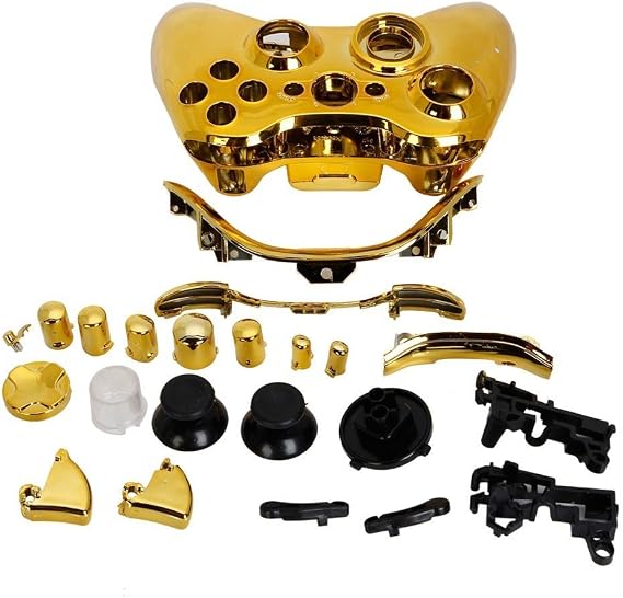 OSTENT Full Controller Shell Case Housing for Microsoft Xbox 360 Wireless Controller Color Gold