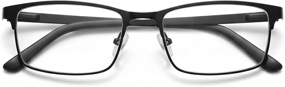 Optical Eyewear - Rectangle Shape, Metal Half Rim Frame - for Women or Men Prescription Eyeglasses RX