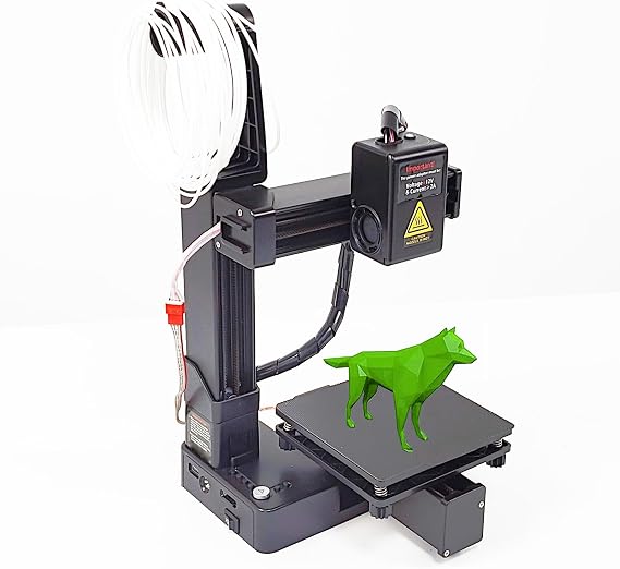 Sxhlseller Mini 3D Printer, Portable Small FDM3D Printer for Kids and Beginners, 100 x 100 x 100mm Printing Size, 10-40mm / s Printing Speed, Supported 1.75mm TPU PLA (Black)