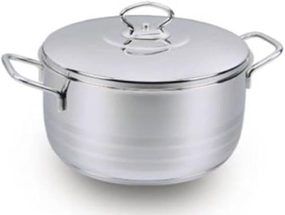 Korkmaz Classic Stainless Steel Stockpot with Cover - Oven Safe, Induction Compatible Cookware with Triplex Heavy Aluminum Capsule Bottom for Quick and Even Heat Conduction, 16 Quart