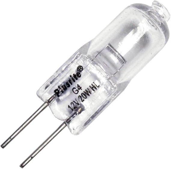 Plusrite 3302-20 Watt Halogen Light Bulb - T3 - G4 Base - Clear - 2,000 Life Hours - 350 Lumens - 12 Volt,