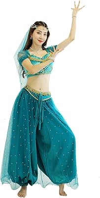 Adult Female Belly Dance Performance Costume Anime Costume Latin Cosplay Jasmine Princess Suit Halloween Cos Costume