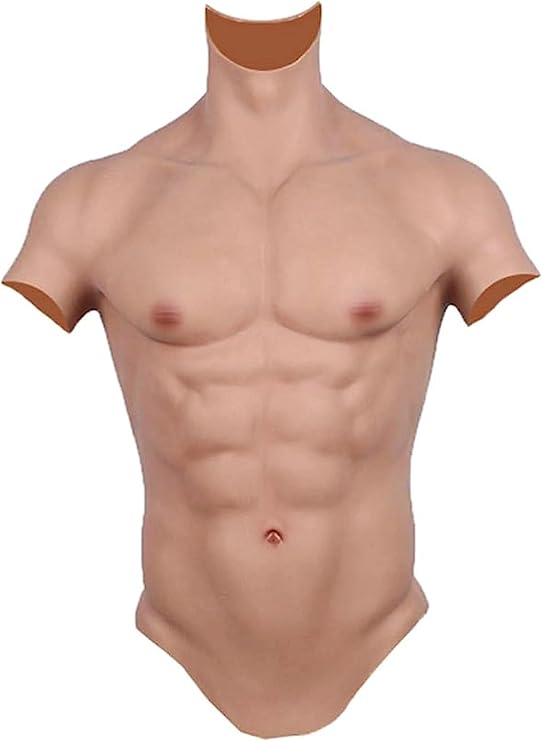 BINOT NIBOT Realistic Fake Muscle Silicone Male Chest Half Body Suit with Lifelike Skin Texture, for Cosplay Halloween Props
