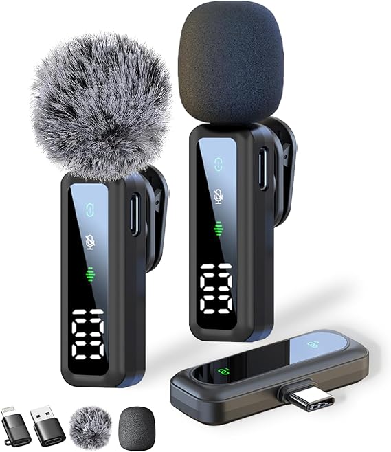 Microphone Mobile Phone - Lapel Microphone Compatible with iPhone/Android/Computer Lavalier Microphone with Noise Cancellation Supports Live Streaming Vlogging YouTube TikTok and Interviews