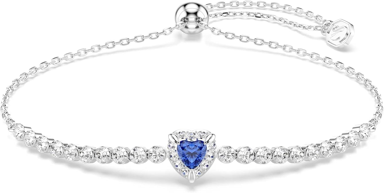 Swarovski One bracelet, Mixed cuts, Heart, Blue, Rhodium plated