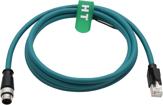 Industrial Ethernet M12 4 Pin D-Coded RJ45 CAT5e Cable, Profinet Fieldbus Network Control LED PoE Power Sensor Shielded Blue 4m