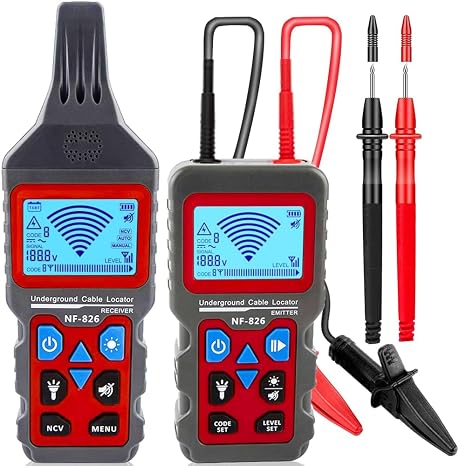 NF-826 Underground Wire Cable Locator & Buried Wire Tracer/Circuit Tracer | Cable Locator for Dog Fence Cables, Irrigation Wires,Wall/Underground Pipeline Wire Detector Circuit Breaker Finder YILTION