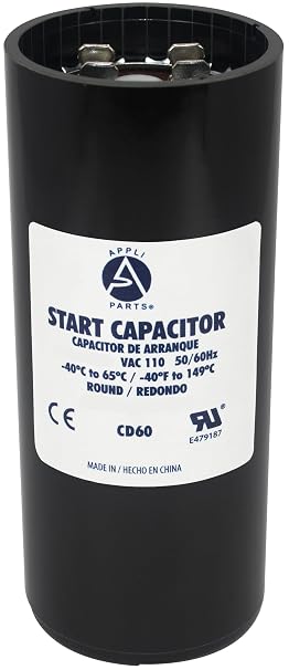 Appli Parts CON-540-110 Motor Start Capacitor 540-648 MFD uF, 110-125 VAC. Universal for Electric Motor Applications, 1.75 in Wide, 3.38 in Height