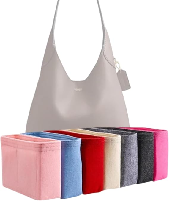 Xoppia Bag Organizer compatible with Coach Brooklyn Shoulder 34. Felt Insert Liner for Women Tote Handbag.(Style A, Brown)