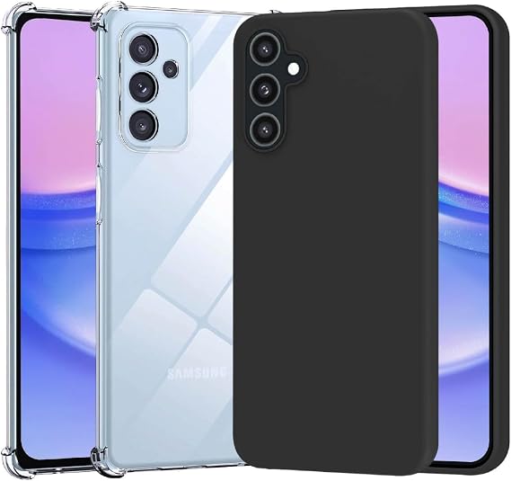 New Horrizon Samsung Galaxy A15 Phone Case 2 Pack Black & Clear Silicone