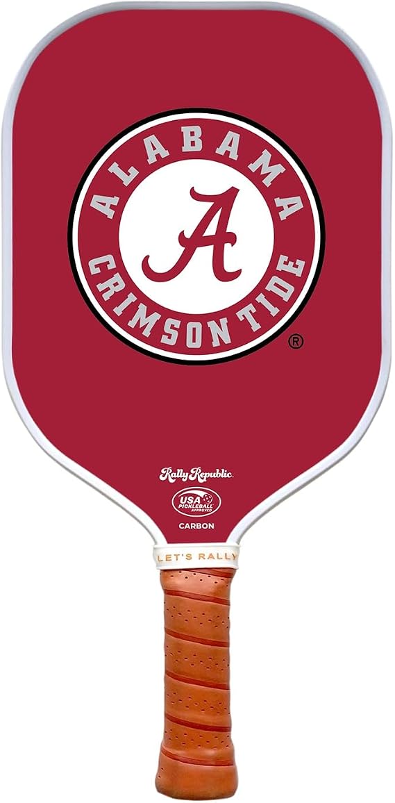 Officially Licensed Collegiate Pickleball Paddle - USA Pickleball Association Approved Racket - Lightweight Carbon Fiber Honeycomb Core, Premium Leather Grip for Comfort