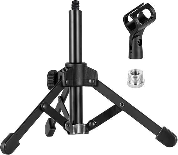 BILIONE Microphone Stand Desk Tripod, Portable Desktop Mini Mic Stand