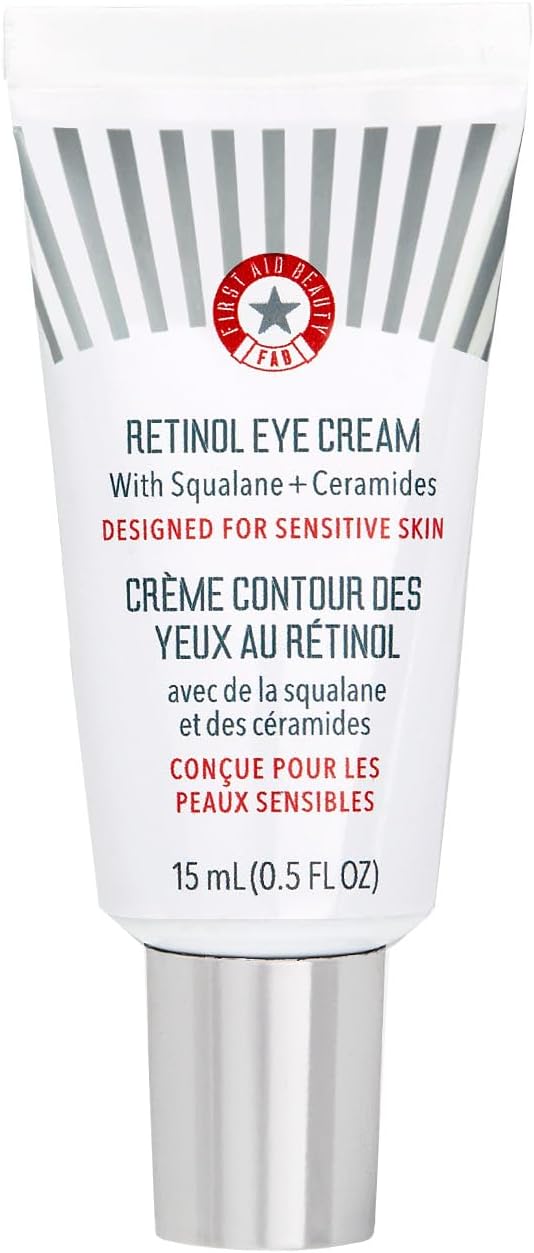 First Aid Beauty - Retinol Eye Cream with Squalane + Ceramides, Encapsulated Retinol Serum for Delicate Skin, Helps Improve Appearance of Fine Lines and Wrinkles, Safe for Sensitive Skin, 15 mL