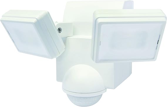 Motion Security Flood Light, Battery Operated Adjustable Motion Sensor, 700 Lumen LED, Indoor Outdoor Universal Eave Soffit/Wall Mount Closet Shed Attic Workshop Safe Grill WH