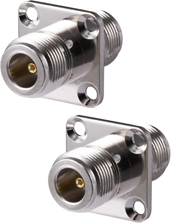 2PCS N Female to N Female 4 Hole Flange Panel Mount Adapter N Type Coax Adapter