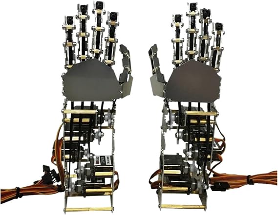 5Dof Metal Hand Palm, Bionic Mechanical Finger Humanoid Robot, 5 Axis Small Servo Manipulator Gripper Claw DIY Stem(1 Pair Hand)