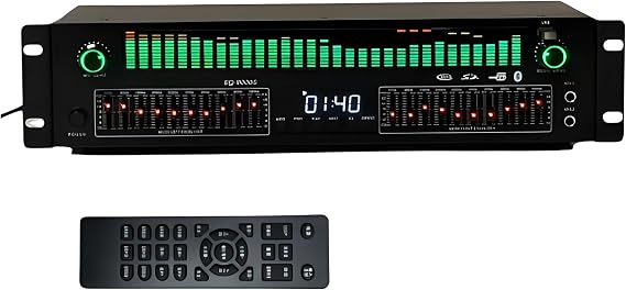 Professional Graphic Equalizer, 31-Brand Digital Audio Processor with Remote Control, 12 Preset Effects, Automatic Noise Reduction, Audio Processor for Recording Studio, Home