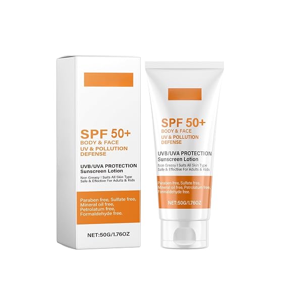 Sunscreen SPF 50+, High Protection Sunscreen Lotion for Body & Face SPF 50+ Non Greasy Suitable for All Skin Types