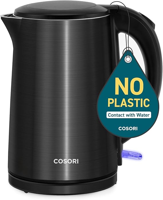 Cosori Stainless Steel Electric Kettle, Plastic-Free Interior, 1.5L, Black