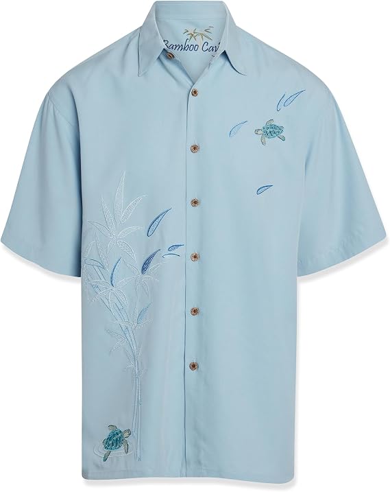 Bamboo Cay Mens Embroidered Flying Turtles Casual Button-Down Shirt