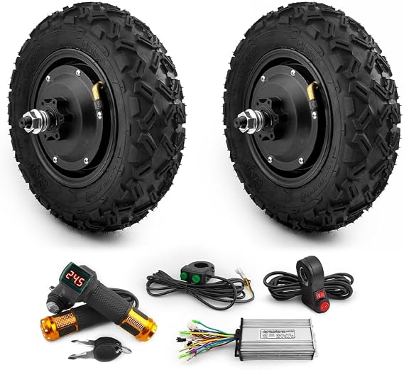 Dual Drive 10 Inch Off Road Tire 36V 350W Brushless Gear Hub Motor Wheel Kit For Platform Lorry Flat Cart (key throttle kit) (48V 350W)
