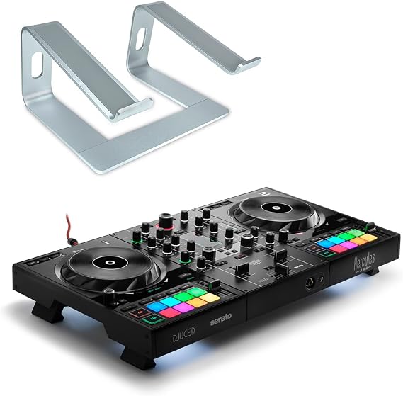 Hercules DJControl Inpulse 500 2-Deck DJ Controller Set + Keepdrum Laptop Stand Silver