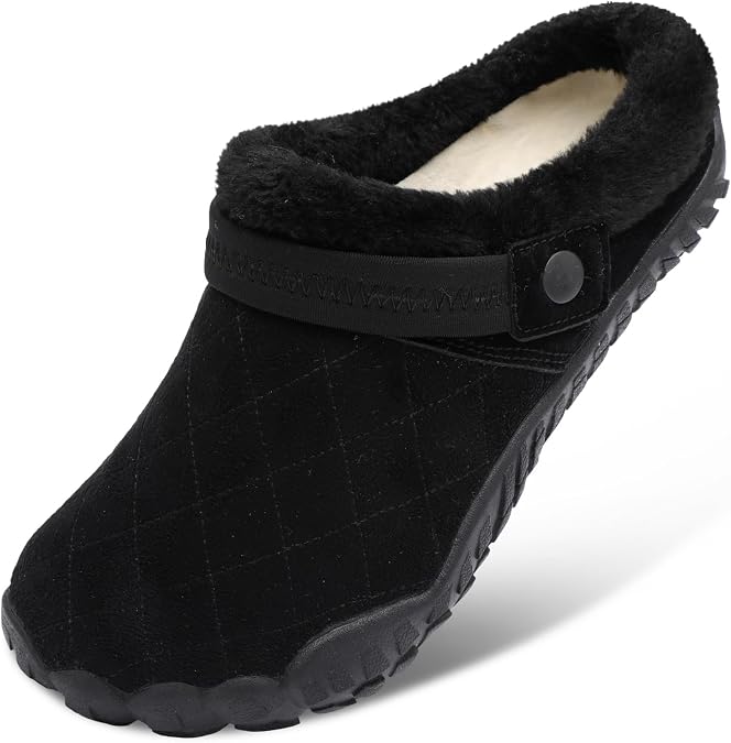 Besroad Womens Mens Slippers Furry House Shoes Fuzzy Fluffy Bedroom Clogs | Memory Foam Bedroom Slides Non-Slip Warm Winter Shoes Wide Fleece Lined Clogs Machine-Washable Gift Indoor Outdoor