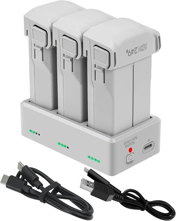 Hanatora Charger Hub with Storage Charging for DJI Mini 3,Mini 4/3 Pro Battery,Three Batteries in Sequence Charge Accessories
