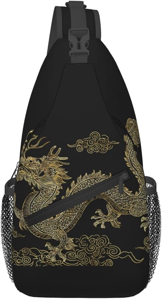 Dragon Bags for Women Men Adjustable Crossbody Sling Backpack Travel Hiking Dragon Print Chest Bag Daypack