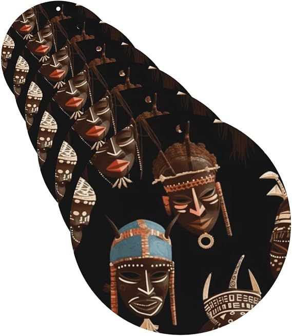 African Ritual Ethnic Tribal Car Air Fresheners 6 Pcs Round Shape Hanging Car Air Freshener Fragrance Scented Cards Auto Mirror Pendant Aromatherapy Tablets For Car Home Office Closet Bathroom