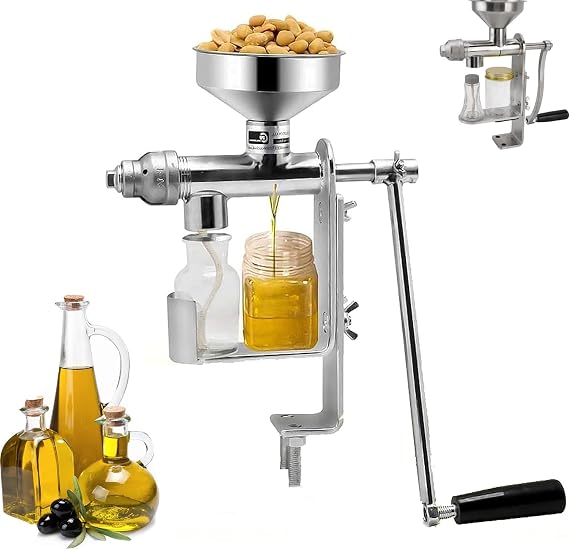 Oil Press Machine, Manual Oil Extractor Machine, Stainless Steel Home Oil Maker, DIY Oil Extraction Pressing Tool, Food Grade, for Peanuts, Sesame Seeds