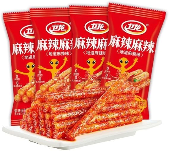 Spicy Strips Chinese Snacks, Weilong Latiao Snacks Gift Pack, Vegetarian Spicys Small Gluten, Casual Snack Gifts, Spicys Lataio, Nostalgic Bean Curd Glutens Snack (Very spicy,12 bags (216g))
