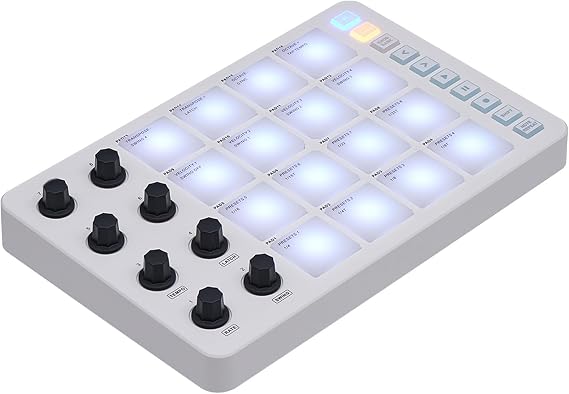 -PAD MIDI Controller, 25 Key USB MIDI Keyboard Controller with 16 RGB Backlit Beat Pads,8 Assignable Knobs,Note Repetition,25 Mini Key Beat Maker Machine for OS X,for iOS,for Android