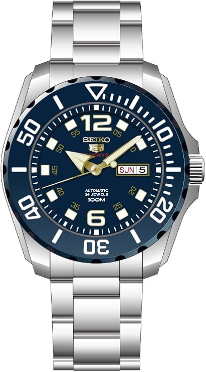 Seiko SRPB37K1 Men's 43.5mm Steel Bracelet & Case Hardlex Crystal Automatic Blue Dial Analog Watch