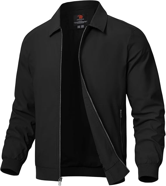 Rdruko Men's Lightweight Smart Casual Lapel Jacket | Outdoor Windbreaker Spring Autumn Water Resistant Jackets with 3 Pockets for Sport Work Walking Hiking Golf Running