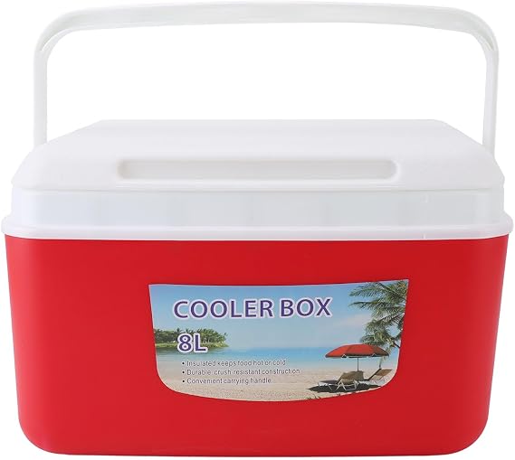 Insulated Cooler Box, Portable Hard Cooler Box, Cooler Lunch Box, Efficient Warm Cold, with Portable Handle, for Food Drink Beverage Beach Camping Picnic Fishing Boat