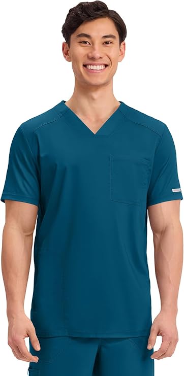 Cherokee Men's V-Neck Scrub Top with Mesh Yoke and Side Panels for Extra Breathability WW603