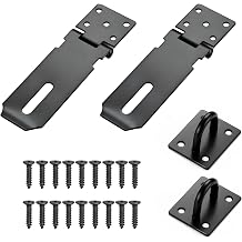 4 Inch Heavy Duty Padlock Hasp and Staple, Stainless Steel Shed Lock Door Latch with Screws for Gates, Doors, Cabinets, Garden Sheds (Black)