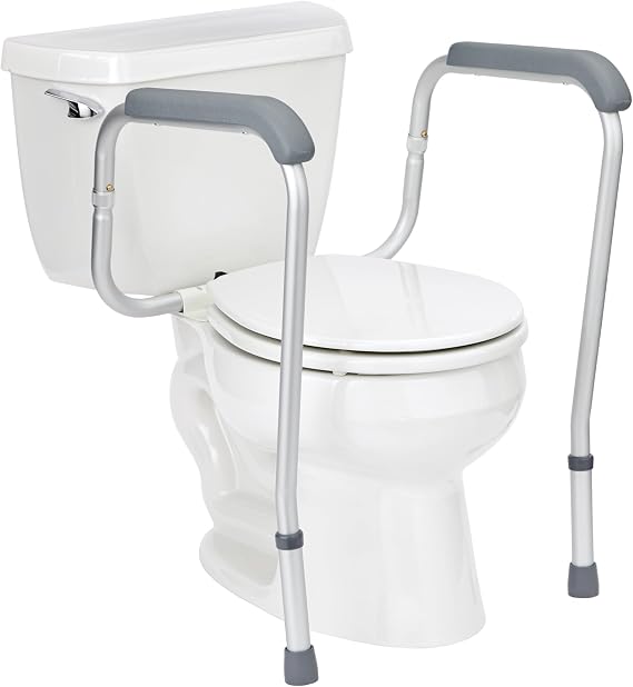 Medline Toilet Handle Safety Rail, Grab Bar for Bathroom, 26" to 31" Adjustable Height, 250-lb. Capacity, Aluminum