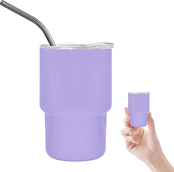 3oz Mini Tumbler Shot Glass with Straw and Lid,Sublimation Shot Glasses Tumblers Stainless Steel Double Wall Vacuum Insulated Shot Glass for Party Wedding BarCocktail Coffee