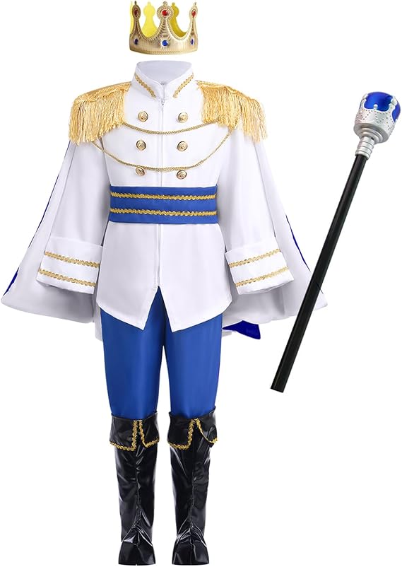 FYMNSI Kids Boys King Prince Charming Costume Halloween Christmas Outfits Storybook Royal Medieval Knight Cosplay Dress Up