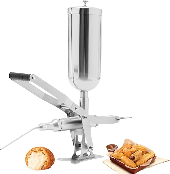 5L Commercial Churros Filler Machine Hand Crank Stainless Steel Latin Fruit Churro Maker Churro Maker Manual Spanish Donuts Churros Fill Machine for Restaurants, Cafeterias, Bakeries