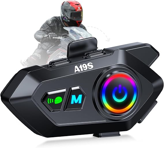 Motorcycle Helmet Bluetooth Headset, Bluetooth 5.4 Intercom for 2 Riders up to 1000m, IPX7 Waterproof, HD Speakers for Harley, Dirt Bike, ATV, Snowmobile Helmet Communication System