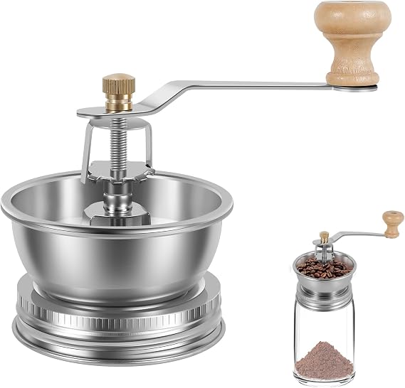 Mason Jar Coffee Grinder, Manual Coffee Grinder Lid Attachment for Wide Mouth Mason Jars, Stainless Steel Coffee Grinder Lid, Mason Jar Accessories Ideal for Camping & Home Barista (70mm)