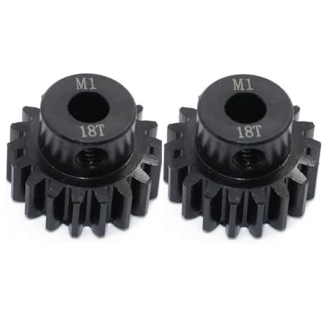 2Pcs 6491X 18-T Pinion Gear, 1.0 Metric Pitch, Fits 5mm Shaft (Compatible with Steel Spur Gears) for Traxxas RTR Vehicle Upgrade Parts